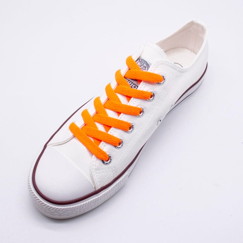 Handshop Flat Shoelaces 5/16" - Shoe Laces Replacements For Sneakers and Athletic Shoes Boots Neon Orange 91cm - Image 2